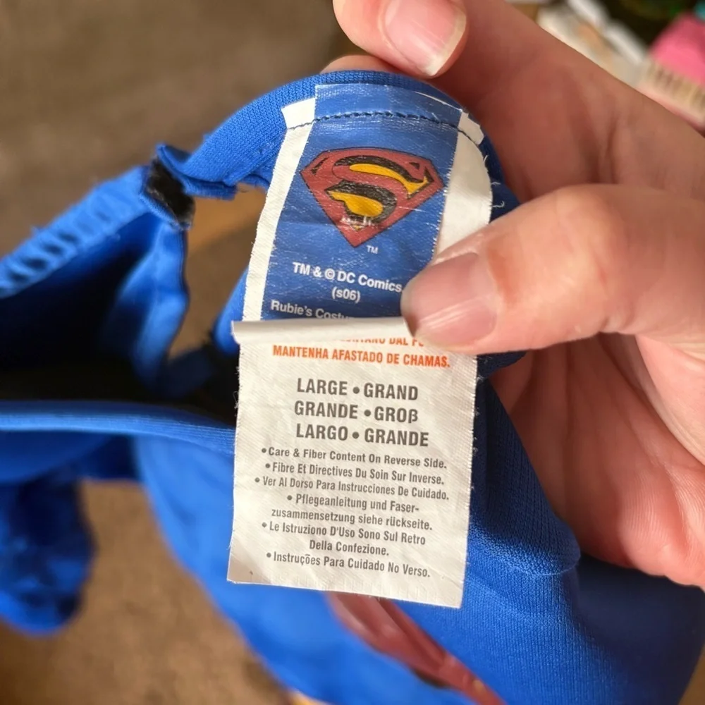 Superman Costume Large Belt Kids Blue Red Boots Halloween Super Hero